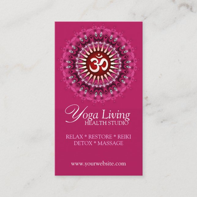 Om Yoga Rosa Mandala New Age Affärskorts Visitkort (Framsida)