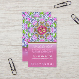 Om-Yogaenergi som läker rosa gnistravisitkortar Visitkort