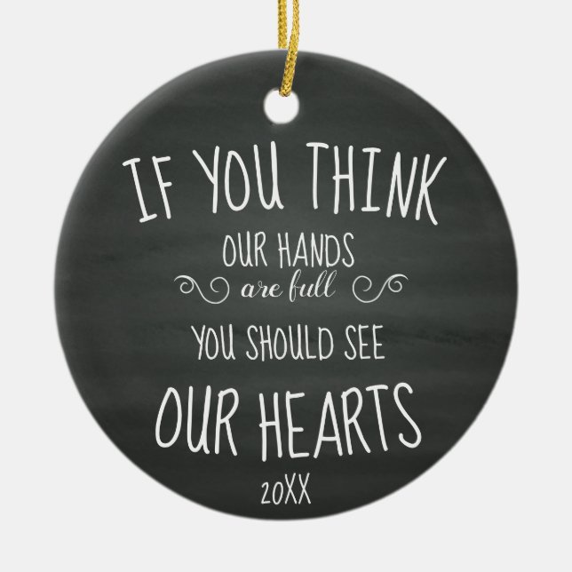 Om YouThink vår händer är den fulla… stora Julgransprydnad Keramik (Framsidan)