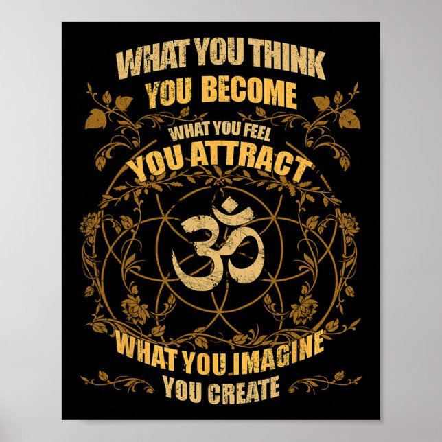 Om Zen Yoga Vad Du Tänker Blir Du Andlig  Poster (Framsidan)