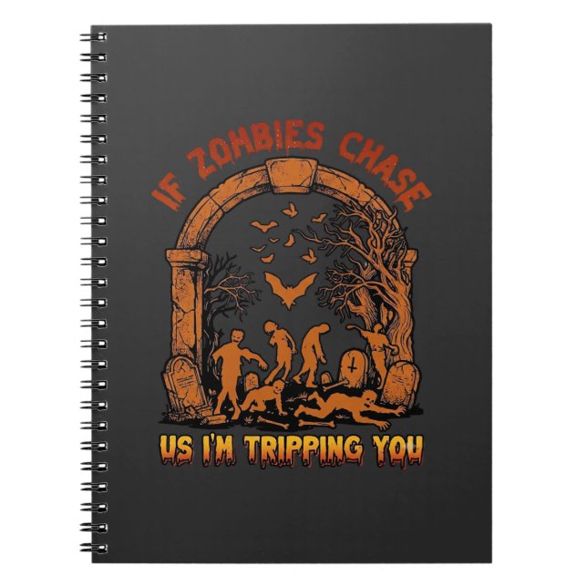 Om Zombies Jagar Oss Snubblar Jag Dig Gravgårdsfla Anteckningsbok (Framsidan)