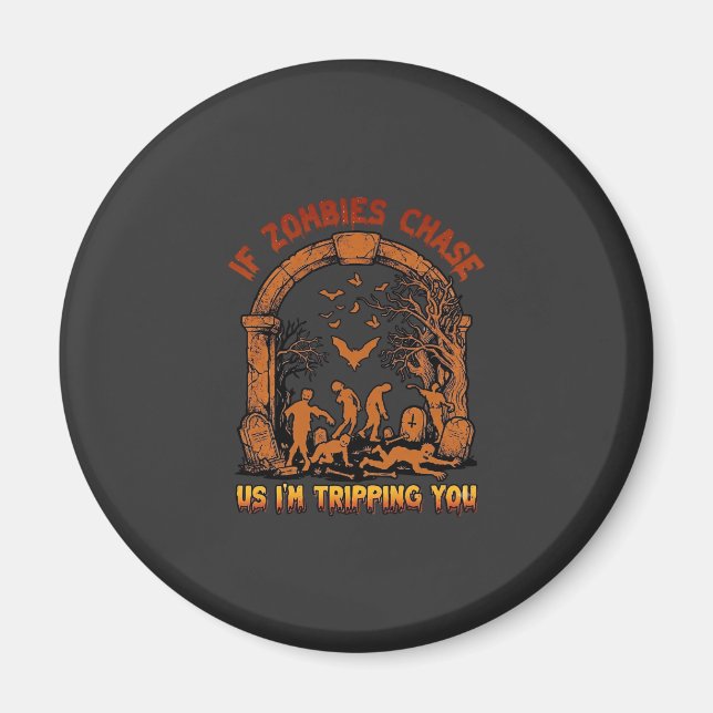 Om Zombies Jagar Oss Snubblar Jag Dig Gravgårdsfla Magnet (Framsidan)