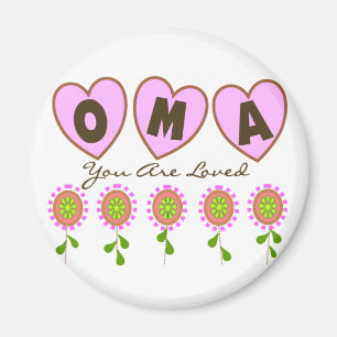 "Oma älskas du",---Mors daggåvor Magnet