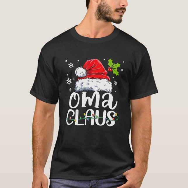 Oma Claus jul-familjen Pajama Matching Julafton T Shirt (Framsida)