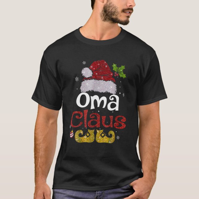 Oma Claus Shirt jul-familjen Pajama Matching X T Shirt (Framsida)