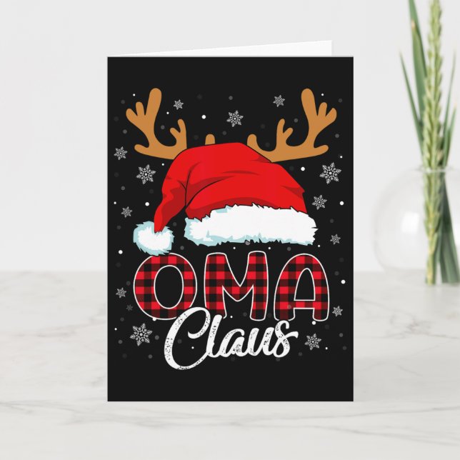Oma Claus Tomtehatt Ren Röd Randig Matchande Fa Kort (Framsida)
