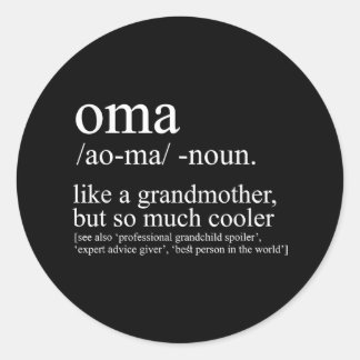 Oma Definition Funny Grandma Women Mors dag Ch Runt Klistermärke