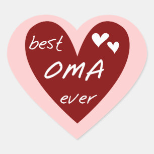 Oma för röd hjärta bäst någonsin T-tröja och gåvor Hjärtformat Klistermärke