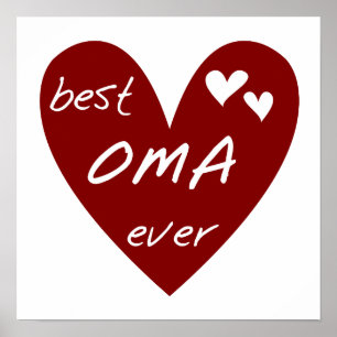 Oma för röd hjärta bäst någonsin T-tröja och gåvor Poster