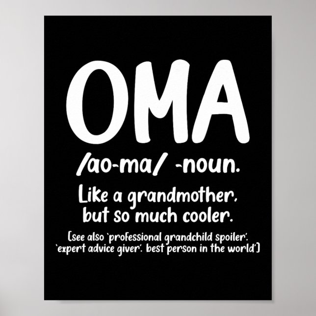 Oma Grandmor Mors dag Tee Oma Definition Des Poster (Framsidan)