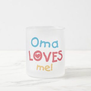 Oma Kärlek Me T-shirts och presenter Frostad Glasmugg
