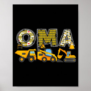 Oma konstruktion grävmaskin barn matchande familj  poster