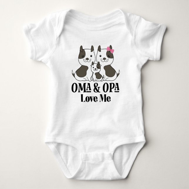 Oma och Opa Kärlek Me Grandchild Puppies T Shirt (Framsida)