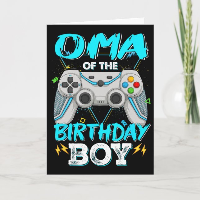 Oma of the Birthday Boy Matching Video Game Birthd Kort (Framsida)