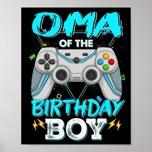 Oma of the Birthday Boy Matching Video Game Birthd Poster (Framsidan)