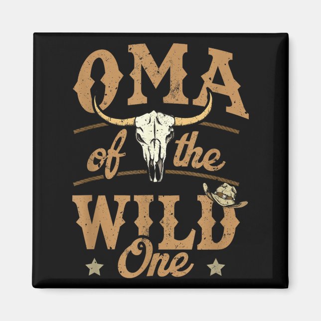 Oma Of The Wild One Cowboy Western Rodeo Party Mat Magnet (Framsidan)