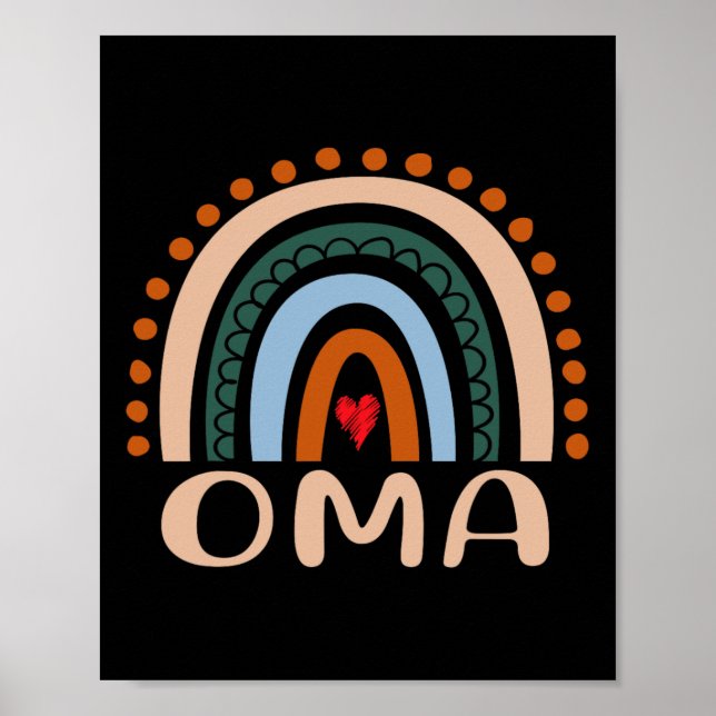 Oma Rainbow Grandma Cute Mors dag Funny Oma Poster (Framsidan)