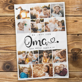 Oma We Kärlek Hearts Modern Photo Collage Kökshandduk