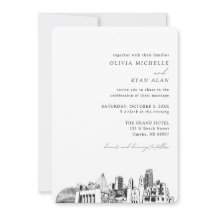 Omaha Bröllop Elegant Skyline-inbjudan