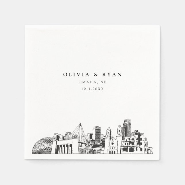 Omaha Bröllop minimalist Papper Pappersservett (Framsidan)