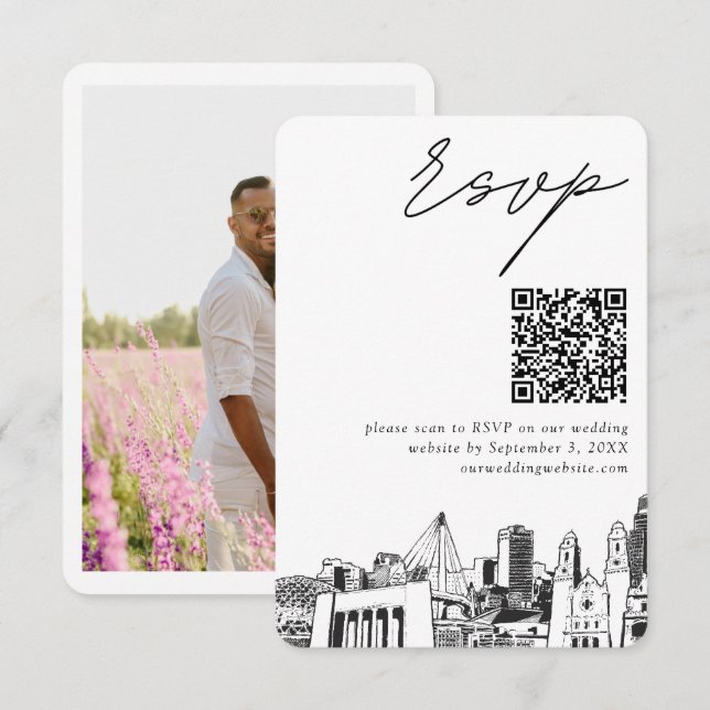 Omaha Bröllop Modern OSA QR-kod Tilläggskort (Fram/baksida)
