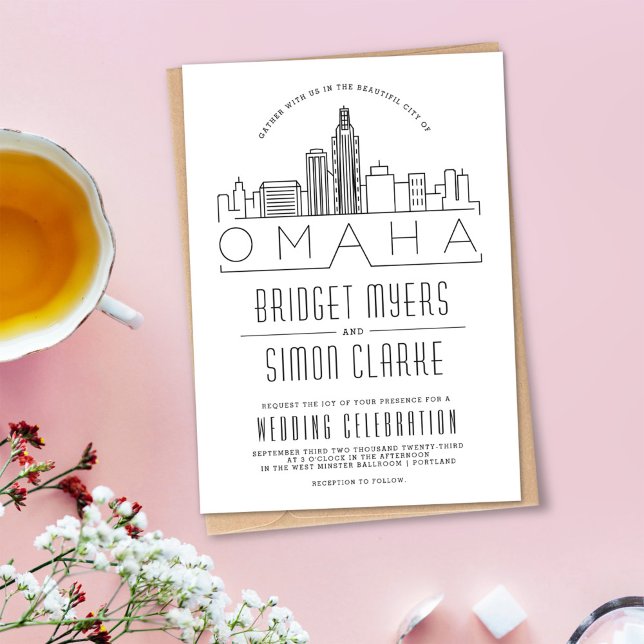 Omaha Bröllop | Stiliserad Skyline-inbjudan Inbjudningar (Skapare uppladdad)