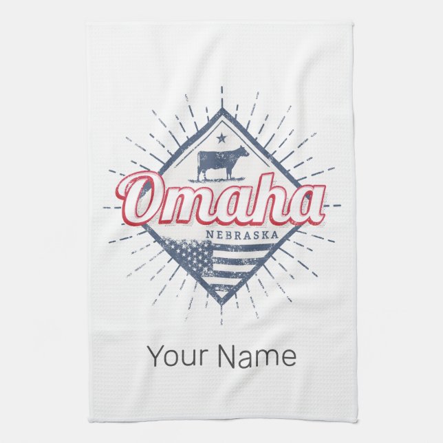 Omaha City Nebraska United Stater Vintage USA Kökshandduk (Vertikal)
