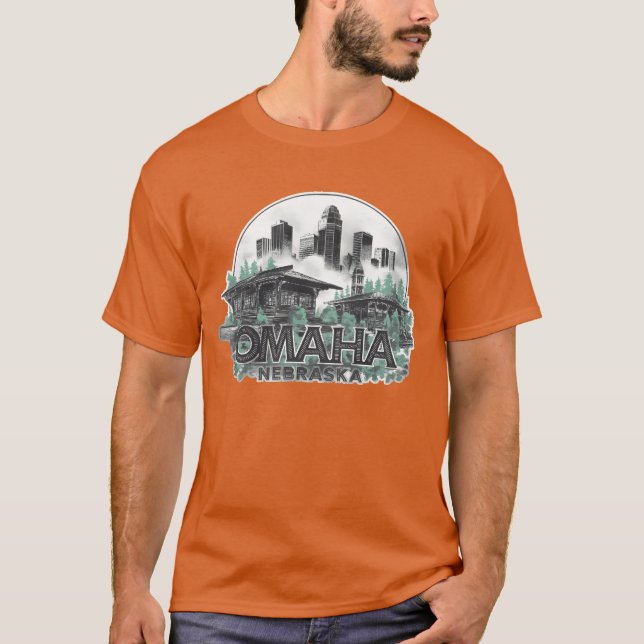 Omaha City Nebraska USA present T Shirt (Framsida)