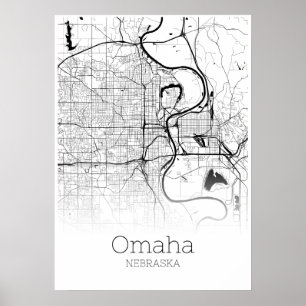 Omaha karta - Nebraska - stadskartaaffisch Poster