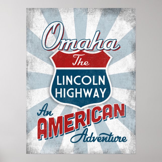 Omaha Lincoln Highway Vintage America Nebraska Poster (Framsidan)