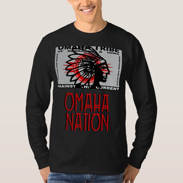 Omaha Nation-Flagga, inhemsk, amerikansk Headd T Shirt (Framsida)