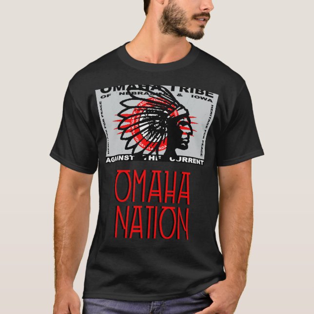 Omaha Nation-Flagga, inhemsk, amerikansk Headd T Shirt (Framsida)