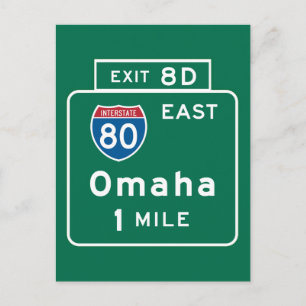 Omaha, NE Road Sign Vykort