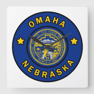 Omaha Nebraska Fyrkantig Klocka
