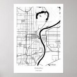 Omaha Nebraska Modern Minimum Simple City Karta Poster