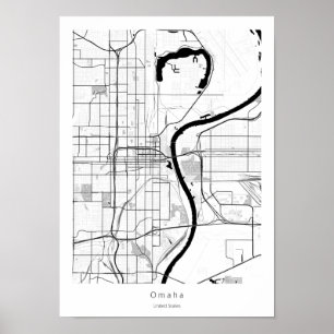 Omaha Nebraska Modern Minimum Simple City Karta Poster