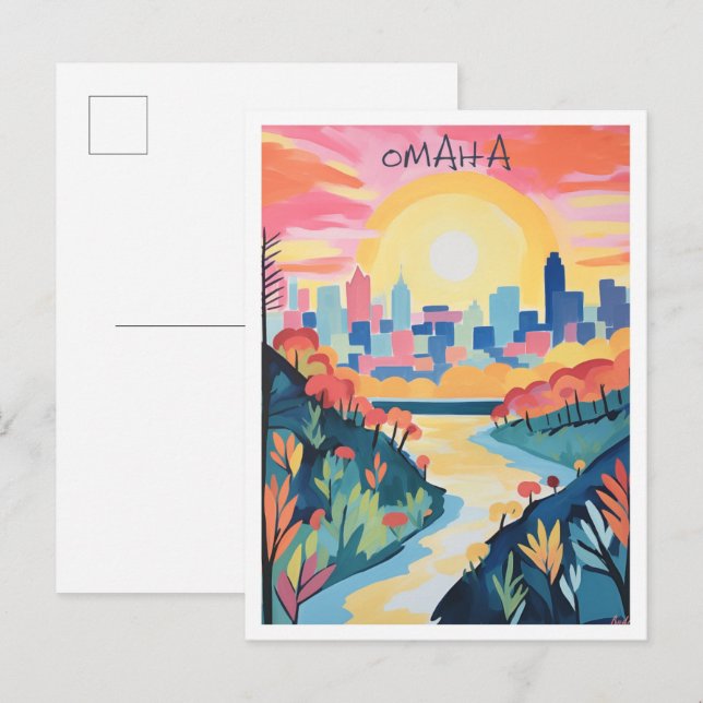 Omaha Nebraska Resaestetik Vykort (Fram/baksida)