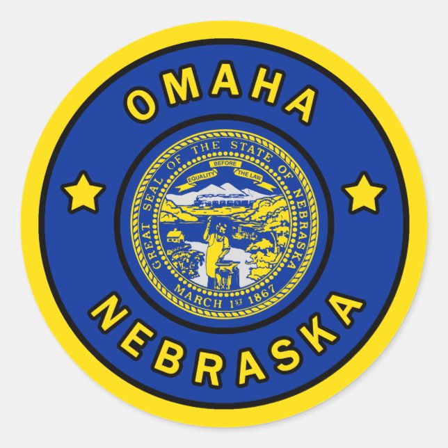 Omaha Nebraska Runt Klistermärke (Framsida)