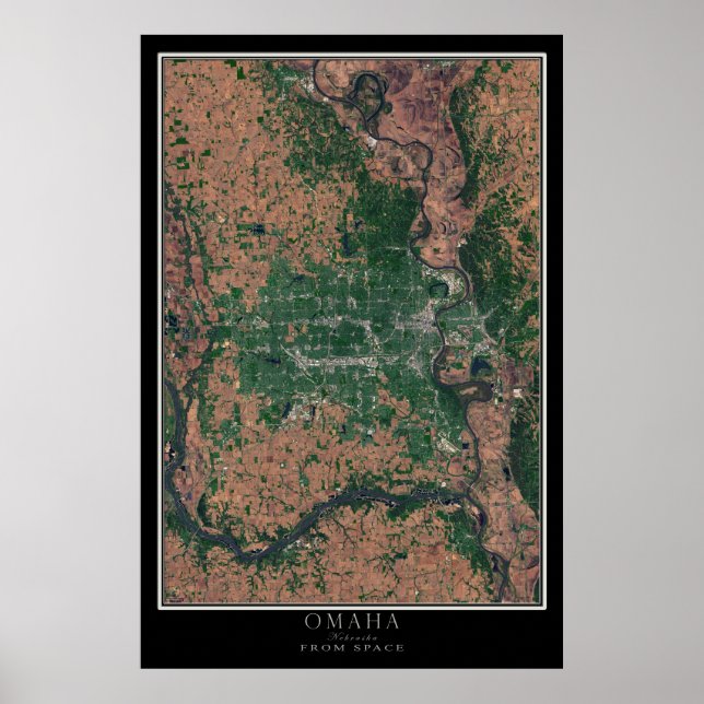 Omaha Nebraska Satellite Poster Karta (Framsidan)