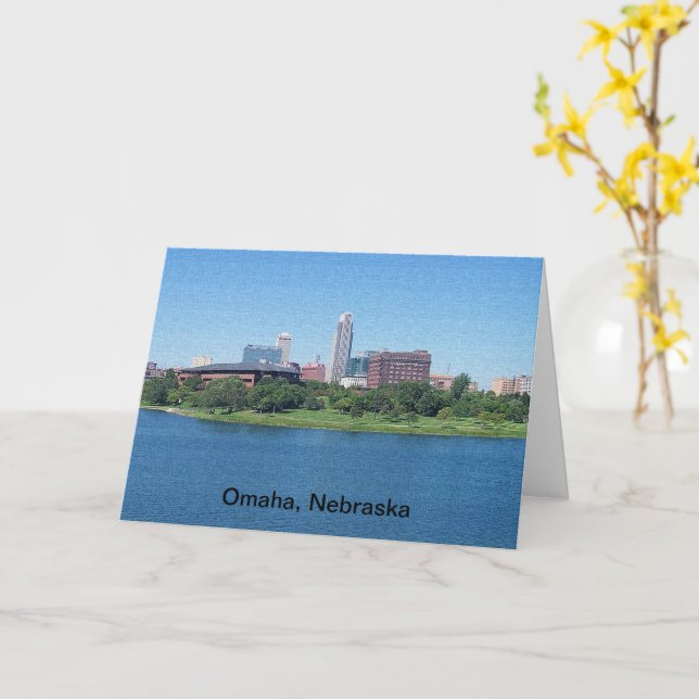 Omaha Nebraska Skyline-årsdagen Speciell händelse Kort (Gul blomma)