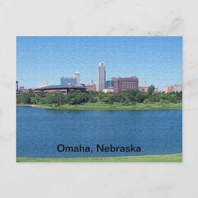 Omaha, Nebraska Skyline på Canvas Vykort (Framsida)