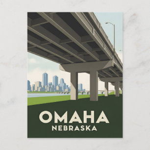 Omaha Nebraska stadsbild under en stor överfartsga Vykort