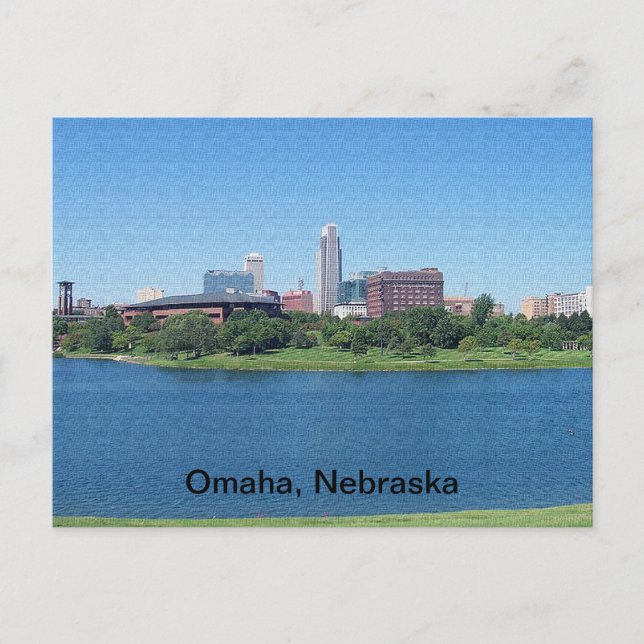 Omaha, Nebraska Stadssiluett på Canvas Vykort (Framsida)