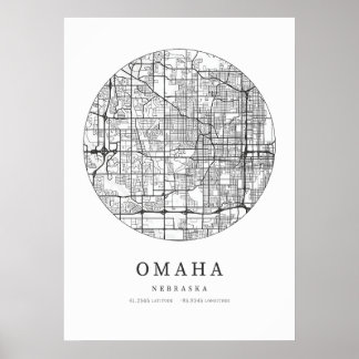Omaha Nebraska Street Layout Karta Poster