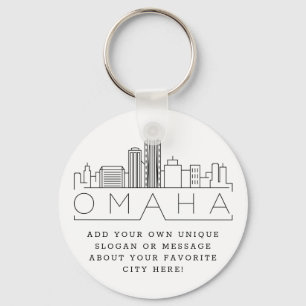 Omaha, Nebraska Stylized Skyline Anpassningsbar S Nyckelring