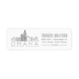 Omaha Nebraska Stylized Skyline | Returadress Etikett