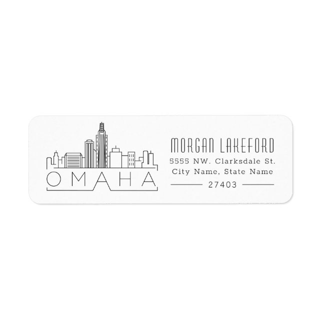Omaha Nebraska Stylized Skyline | Returadress Etikett (Framsidan)