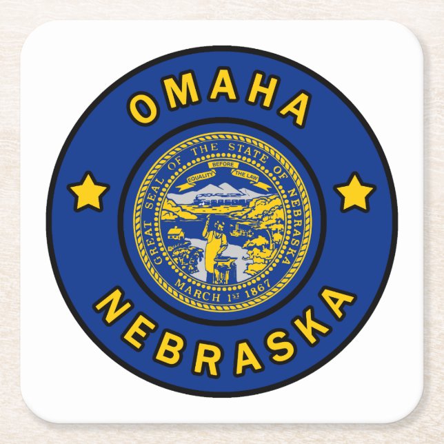 Omaha Nebraska Underlägg Papper Kvadrat (Framsidan)