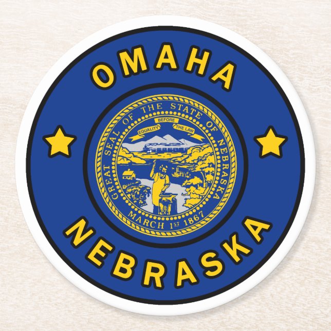 Omaha Nebraska Underlägg Papper Rund (Framsidan)