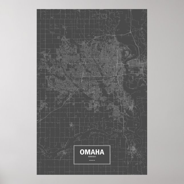Omaha, Nebraska (vit på svart) Poster (Framsidan)